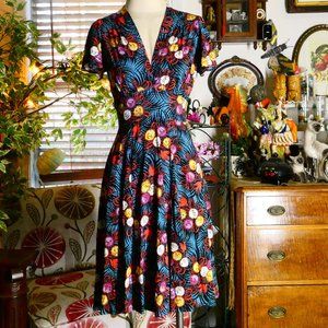 Trashy Diva 1940's Style Curious Corsage Flutter Sleeve Swing Dress Size 0
